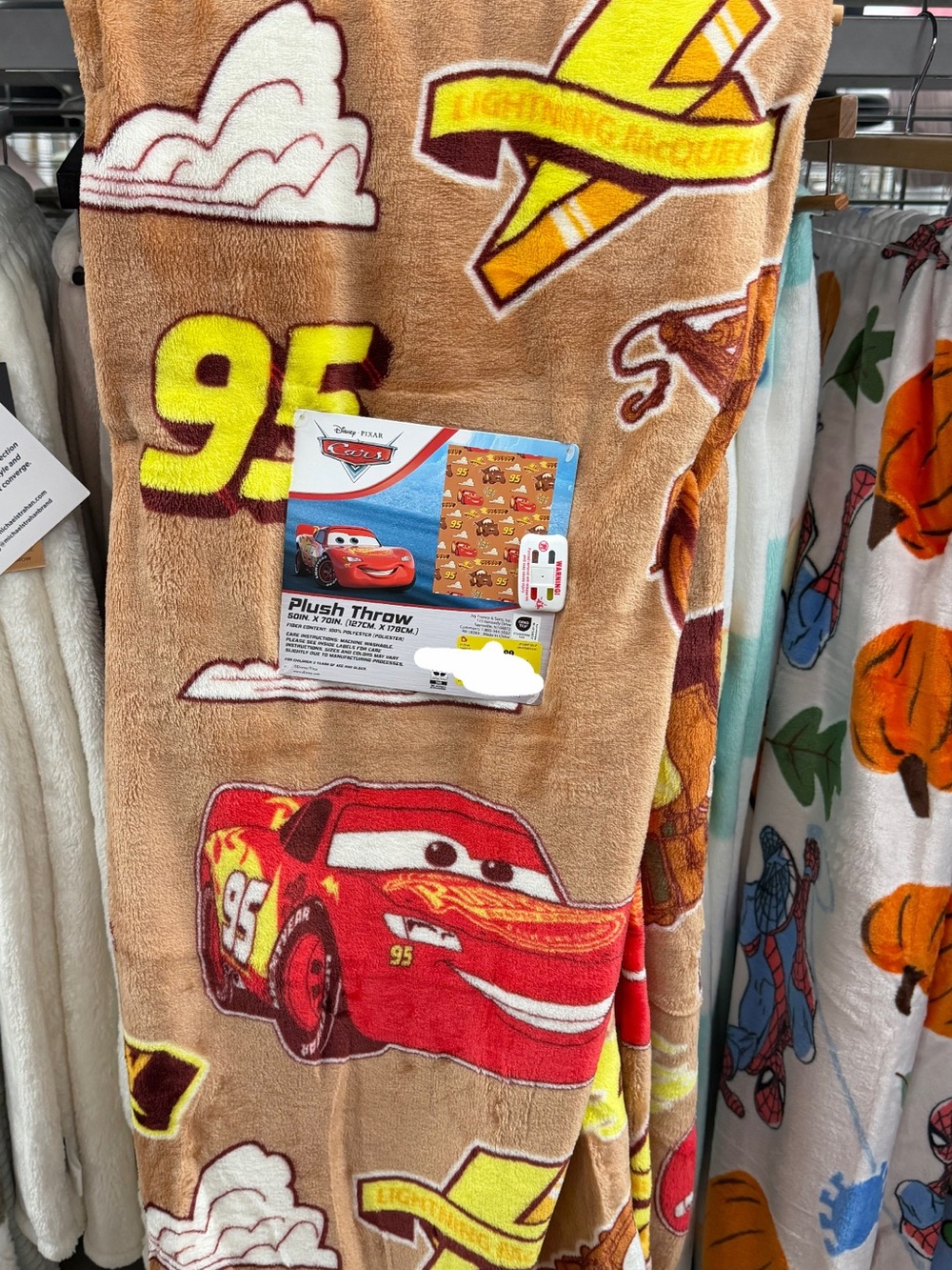 Disney Cars Lightning McQueen Plush Throw - Brown & Red & Yellow